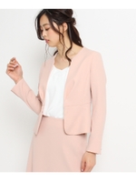 【洗える】ムーンダブルノーカラージャケット/ベビーピンク(071)