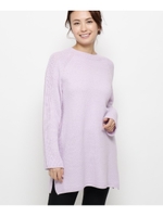 【洗える】ラメ編み替えニット/ライトパープル(081)