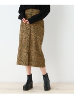 【洗える】レオパード柄前ボタンタイトスカート/ブラウン(142)