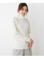 【洗える】畦タートルニット/オフホワイト(003)