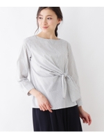 【防シワ】フロントリボンブラウス/ブラック(319)