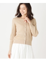 ◆【洗える】ケーブルニットカーディガン/ベージュ(052)