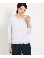 ◆【洗える】甘Vネックシフォンブラウス/ライトグレー(011)