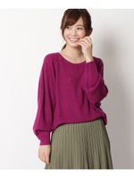 ◆くの字編地ニット/レットプラム(075)