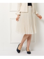 【フォーマル/入卒/ママスーツ】プリーツシフォンスカート/ライトベージュ(051)