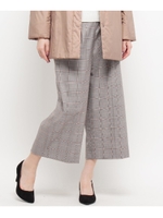 ◆ワイドチェックミディパンツ/ダークブラウン(243)