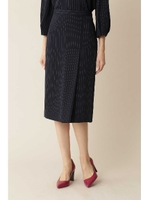 ◆大きいサイズ・洗える◆ツイルストレッチタイトスカート/ネイビーストライプ1(121)