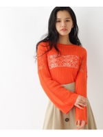 かぎ針ニットトップス/オレンジ(067)