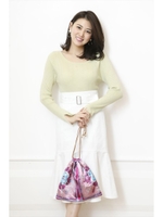 アシメデニムスカート(ホワイト)/ホワイト