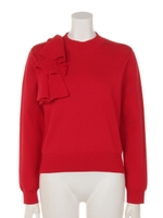 アシメフリルゆるニット/レッド