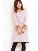 アンゴラ袖ファーニットワンピース/モーヴピンク2(092)