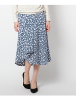 アンティークフラワープリントスカート/ブルー(192)