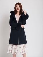 ウールファーコート/紺