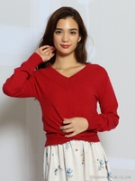 ウエストねじりニットトップス/レッド