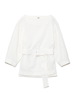 ウエストベルト付ブラウス/WHT
