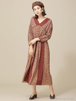 エスニックストライプワンピース/ブラウン