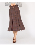オータムチェックブラインドプリーツスカート/ボルドー(264)