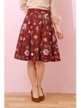 オータムボタニカルプリントフレアースカート/ボルドー(070)
