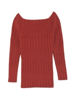 オフショルランダムリブニット/WINE