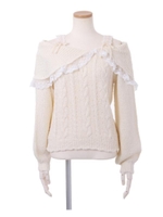 オフショルレースニットTOPS/ホワイト