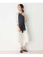 カーディガン×ストライププルオーバー/ホワイト系(002)