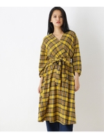カシュクールチェックワンピース/マスタード(233)