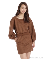 カットスウェードワンピース/ブラウン