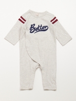 カレッジロゴ風カバーオール/シロ杢