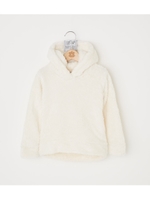 キッズ モコモコ フード ラベル パーカー/O/WHT1