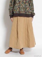 キルティングフレアスカート/キャメル