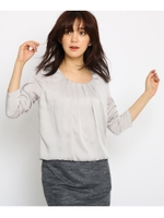 ギャザーネックサテンシャツ/ライトグレー(011)