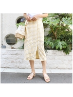 ギンガムチェックタイトスカート/ベージュ