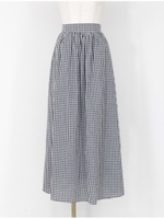ギンガムチェックボリュームロングスカート/ブラック
