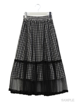 ギンガムチュールスカート/ホワイト