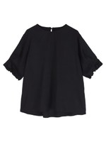 クルーネックボリュームスリーブブラウス/ブラック