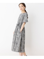 グレンチェックonマーガレットプリントワンピース/ブラック(219)