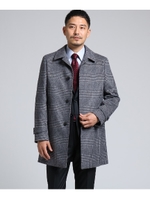 グレンチェックウールコート[ メンズ コート チェック ウール ]/チャコールグレー(214)