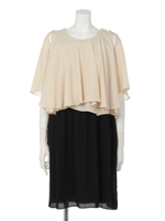 ケープブラウスドッキングワンピース(7号〜15号)/ベージュ×ブラック(C)