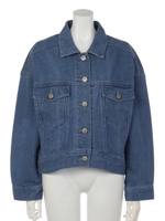 コクーンショートデニムジャケット/アイスブルー