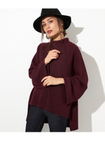 サイドスリットオーバーサイズプルオーバー/ワイン(026)