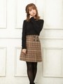 サイドベルトシャギーグレンチェック台形/スカート/ブラウン/チェック