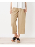 サッカー素材ワイドパンツ/ライトベージュ(051)