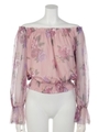 シアーFlowerオフショルシフォンTOP/PNK