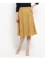 シアーフラワー刺繍スカート/マスタード(033)