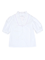 シェルカラーブラウス/オフ×ラベンダー