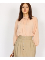 シフォンスタンドカラーブラウス/ベージュ(052)