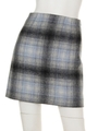 シャギーチェック台形スカート/ブルー
