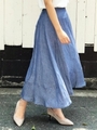 シャンブレーフレアースカート/ブルー