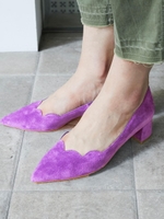 スカラップヒールパンプス/パープル