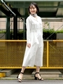 ステッチロングシャツワンピース/シロ